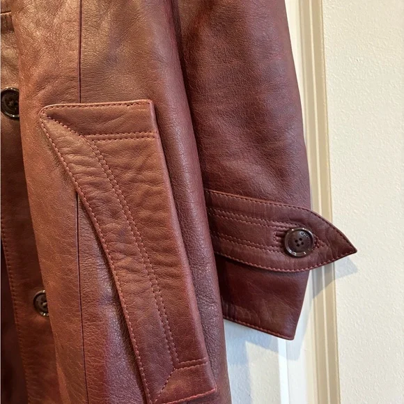 NWT Vetements Raised Shoulder Leather Trench- Bordeaux